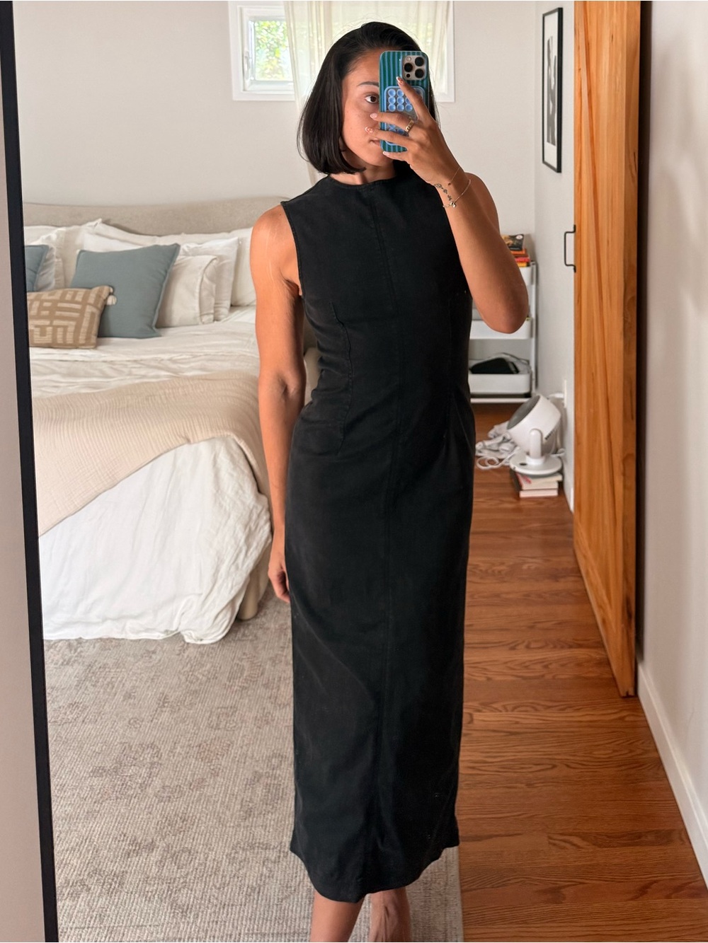 Reformation Black Midi Sheath Dress
